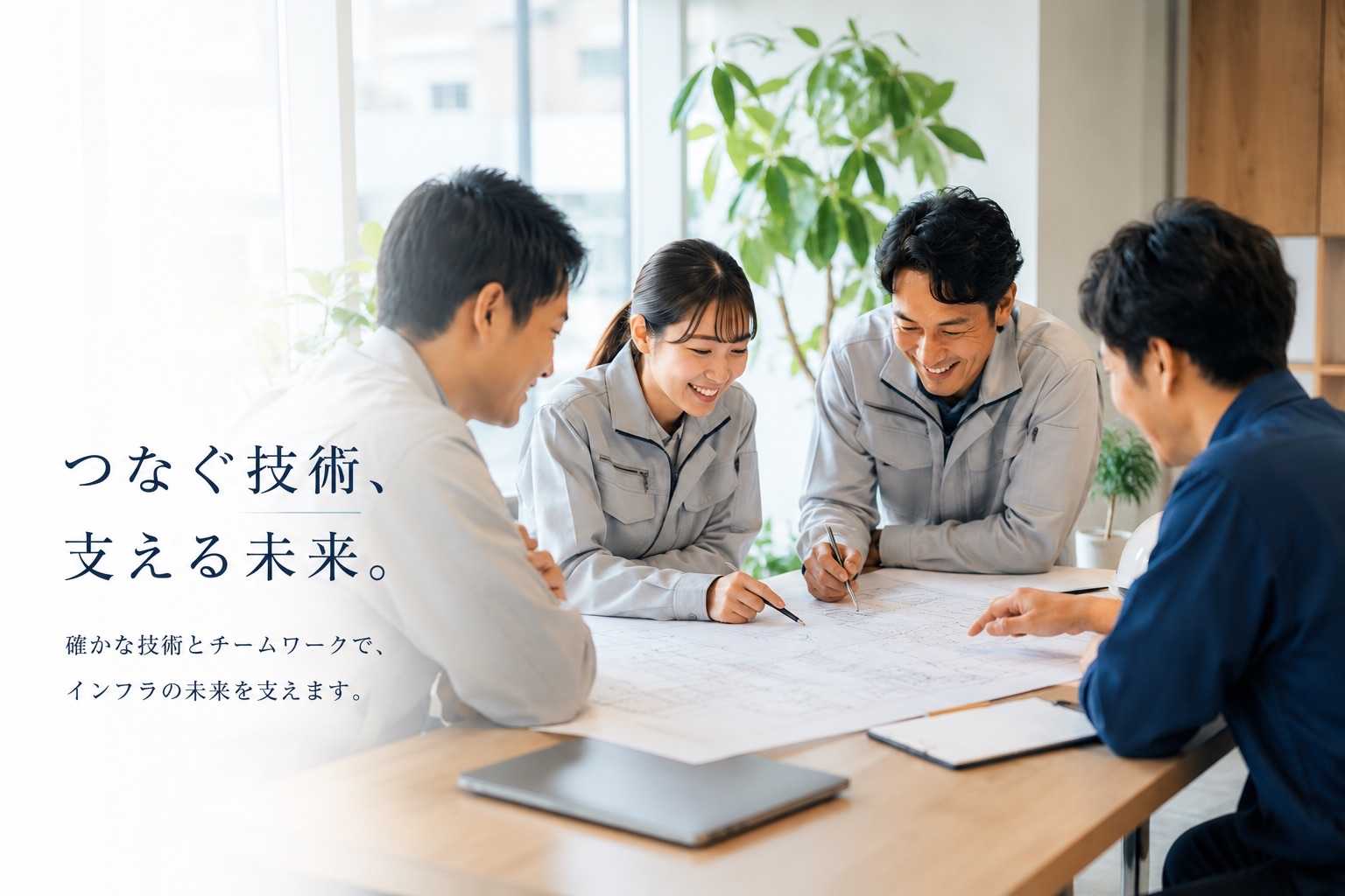 つなぐ技術、支える未来。確かな技術とチームワークで、インフラの未来を支えます。